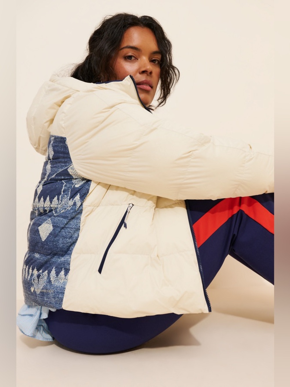 Obermeyer Slopeside Puffer Jacket - Ivory Denim-Look